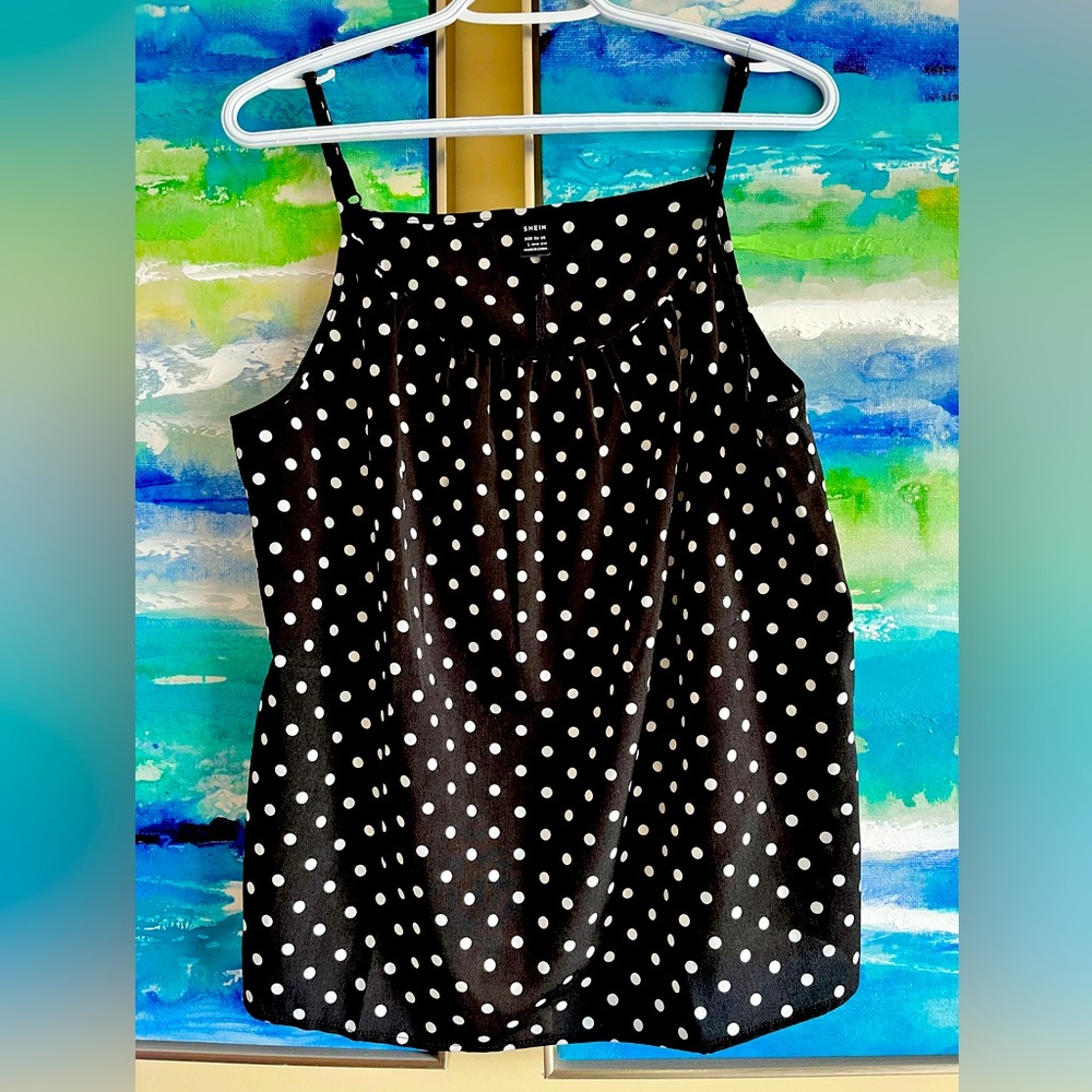 SHEIN Black and White Pleated Camisole